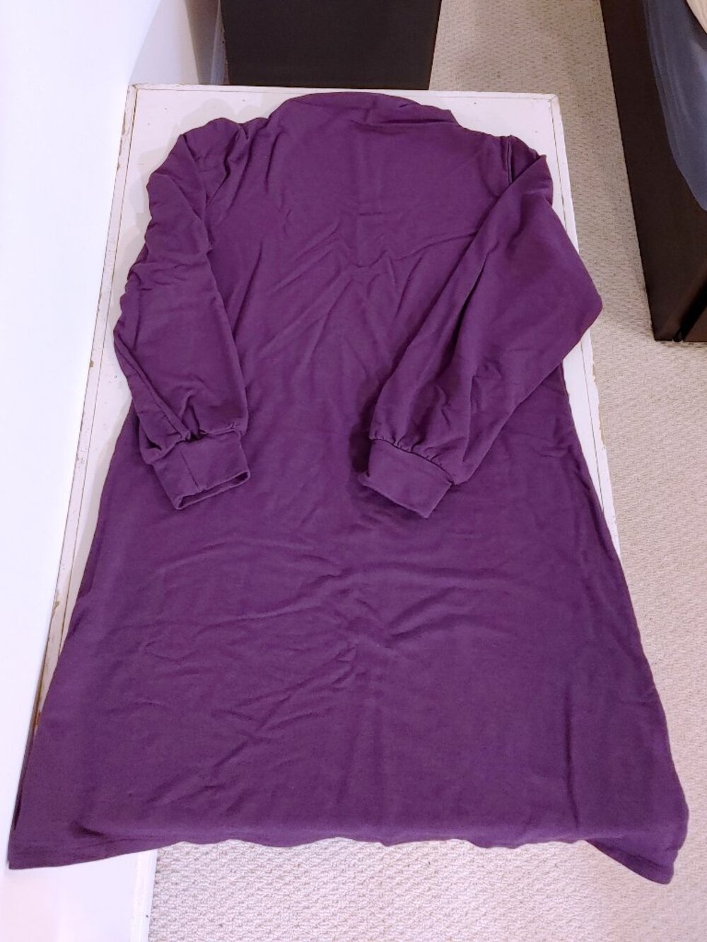 XL purple Encircled puff long-sleeve casual knee-length dress